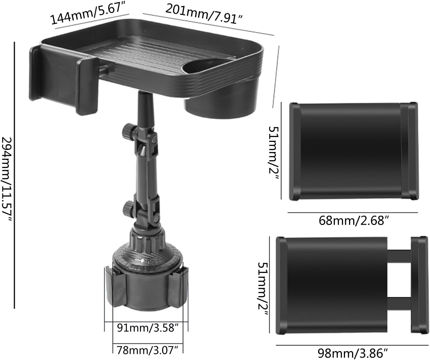 Bandeja Expansora para Tazas de Automóvil 4 en 1 - "Transforma tu auto en un espacio organizado y funcional."